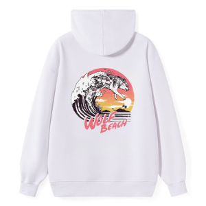 Wave Beach Surf Graphic Back Hoodie