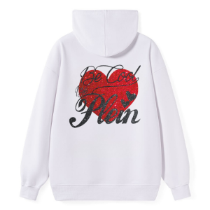 Red Glitter Heart "Pain" Back Hoodie