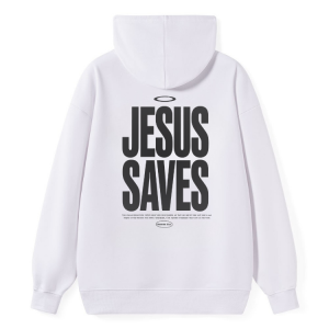 "Jesus Saves" Religious Text Back Hoodie