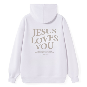 "Jesus Loves You" Minimalist Text Back Hoodie