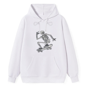 Skateboarding Skeleton Graphic Front Hoodie