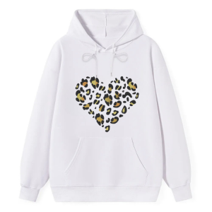 Leopard Print Heart Graphic Front Hoodie