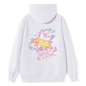 Gentle Star Doodle Print Back Hoodie